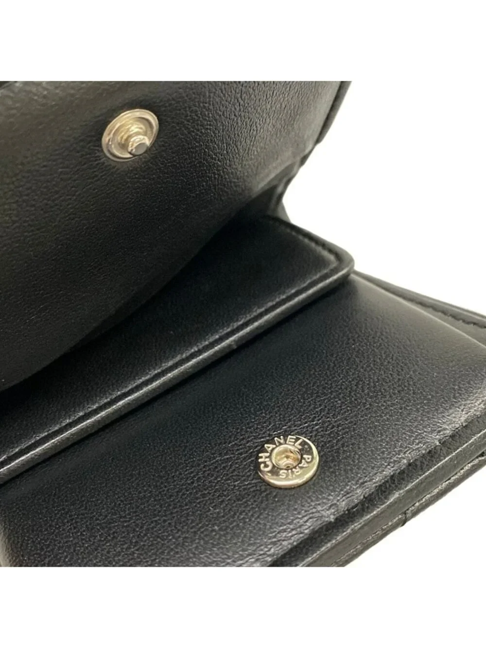 Chanel Bifold Wallet Quilted AP Black Silver Star Rhinestone Lambskin